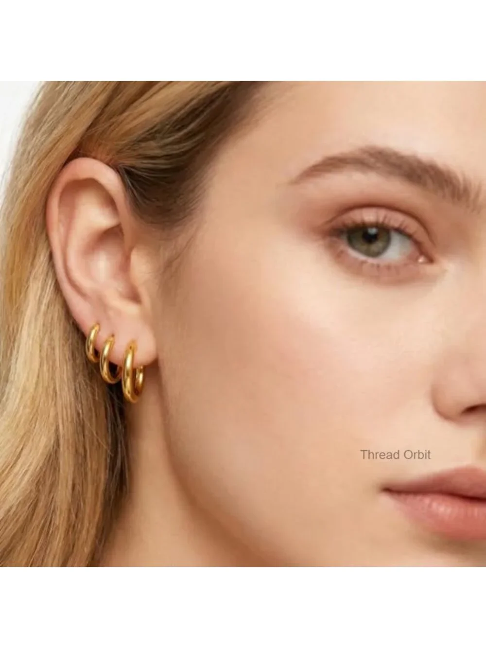 4 Pair Gold Plated Stainless Steel Small Huggie Hoop Earrings Set for Women